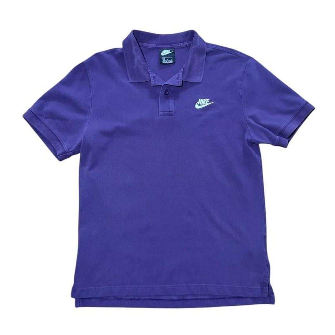 Y2K 90s Nike Check Swoosh Purple Pique Futura Logo Polo Shirt