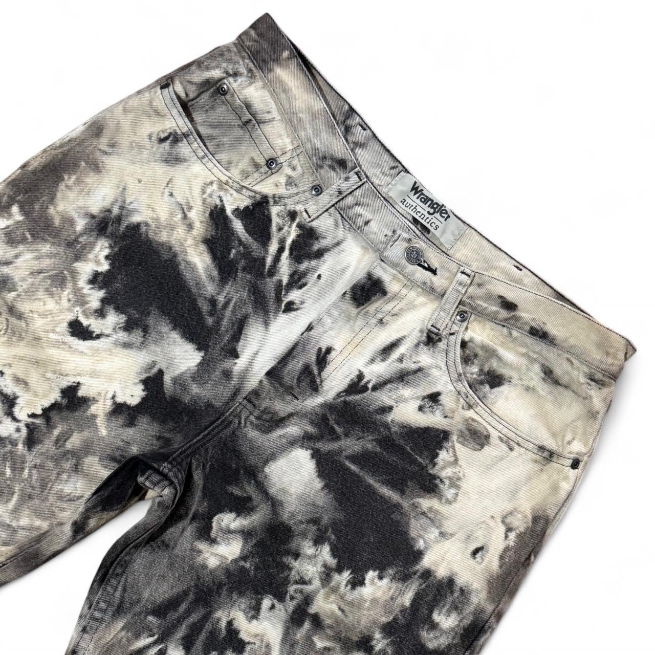 Bleach TieDye Black & White Wrangler Straight Leg Denim Jeans