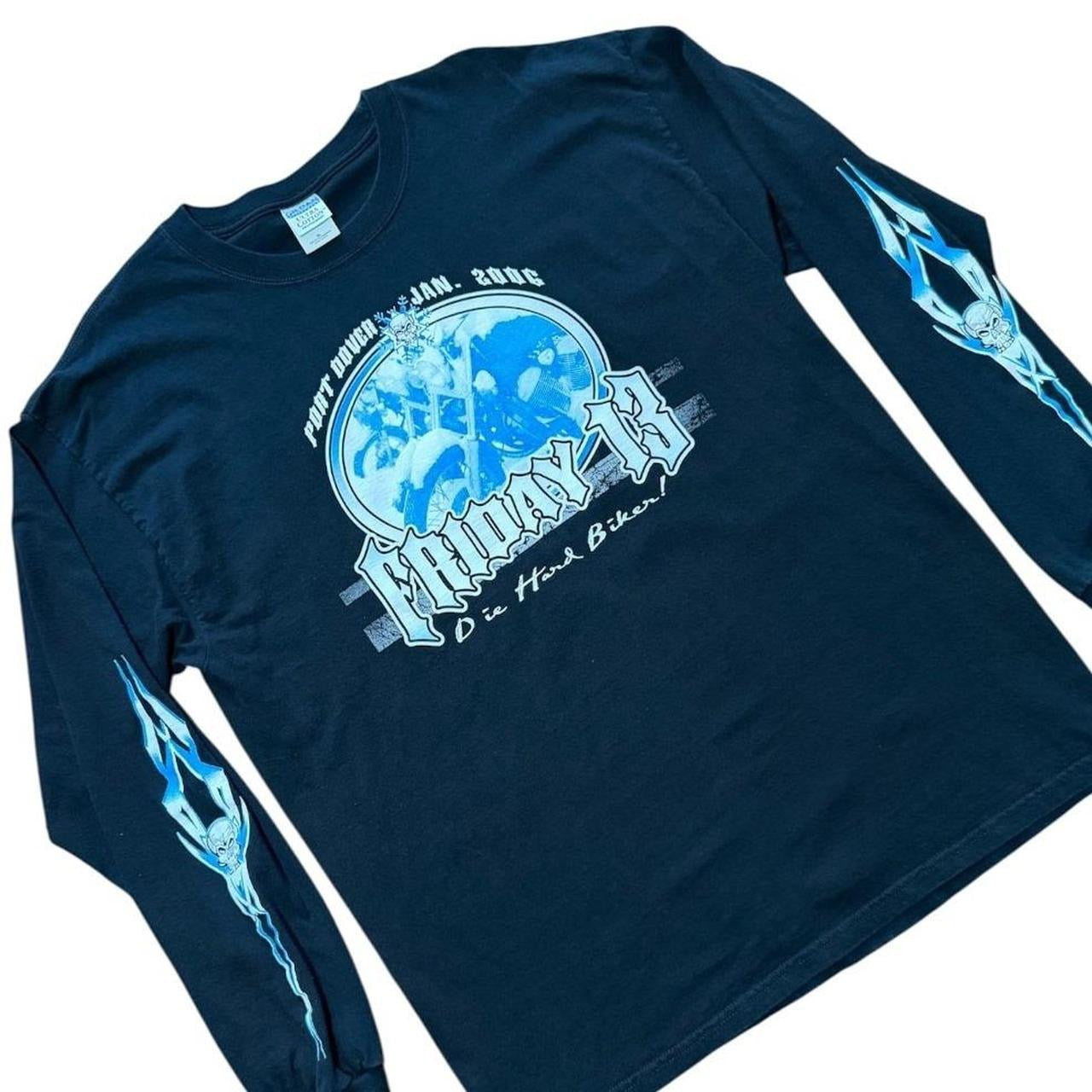 Y2K Friday 13 Port Dover Motorcycle Biker Long Sleeve Hits Graphic Shirt