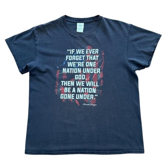 Y2K Ronald Reagan One Nation Under God Quote Graphic Political T-Shirt