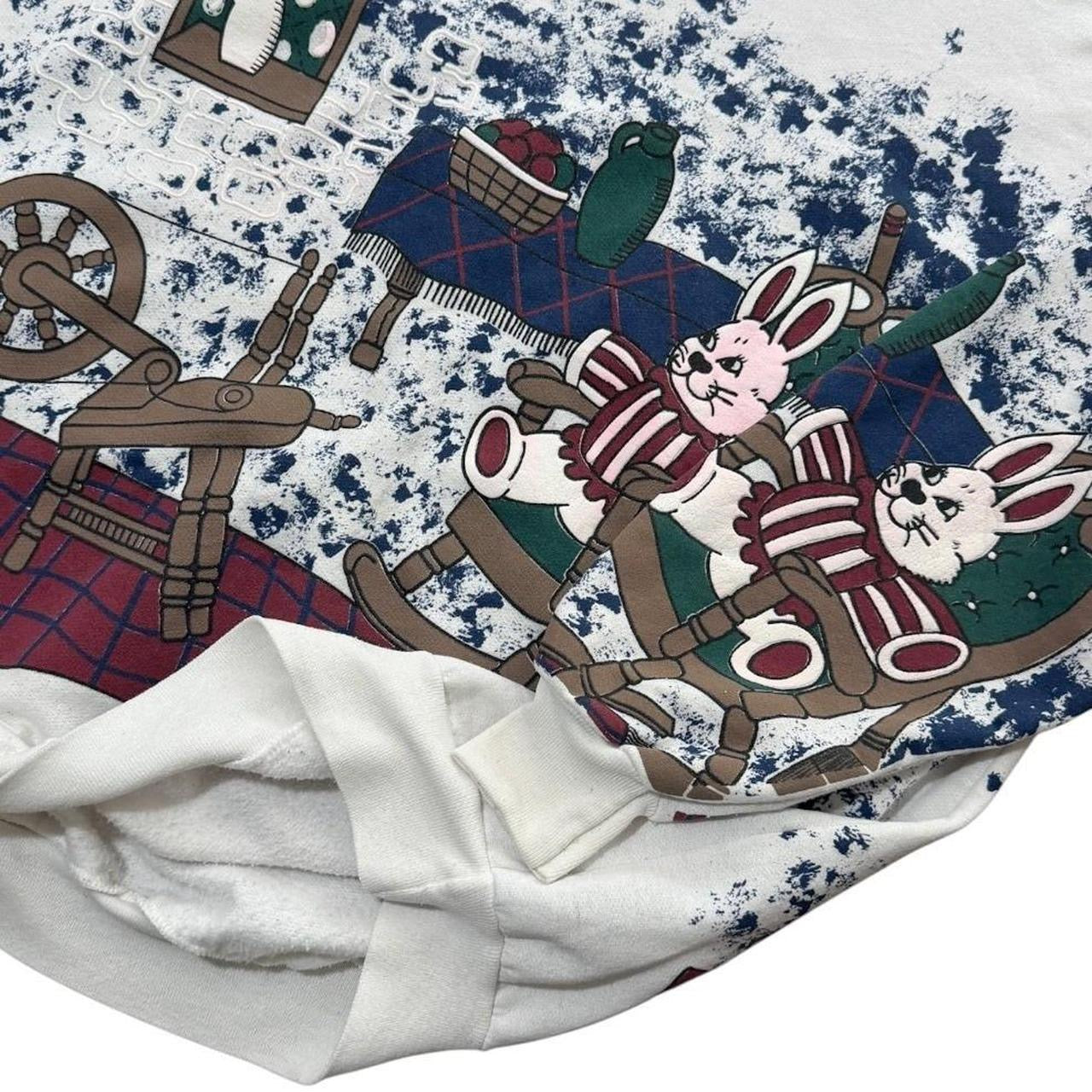 90s Cute Bunny AOP Puff Print Max & Ruby Rabbit Folk Cottage Art Sweater