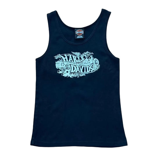 Y2K Harley Davidson Motorcycle Butterfly Sparkle Biker Tank Top