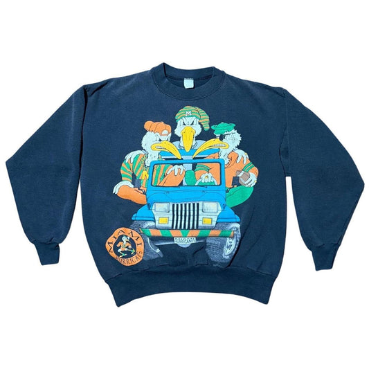 Vintage Miami Hurricanes Mascot NCAA Football Sports Pullover Graphic Crewneck