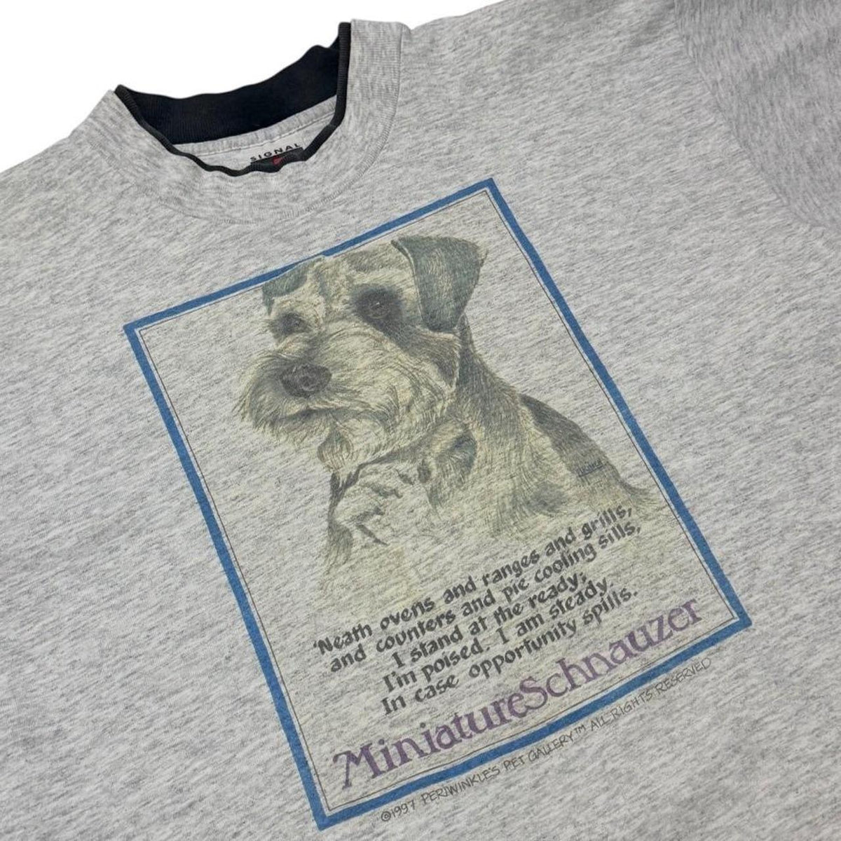 90s Miniature Schnauzer Puppy Dog Animal Pet Art Cute Graphic T-shirt