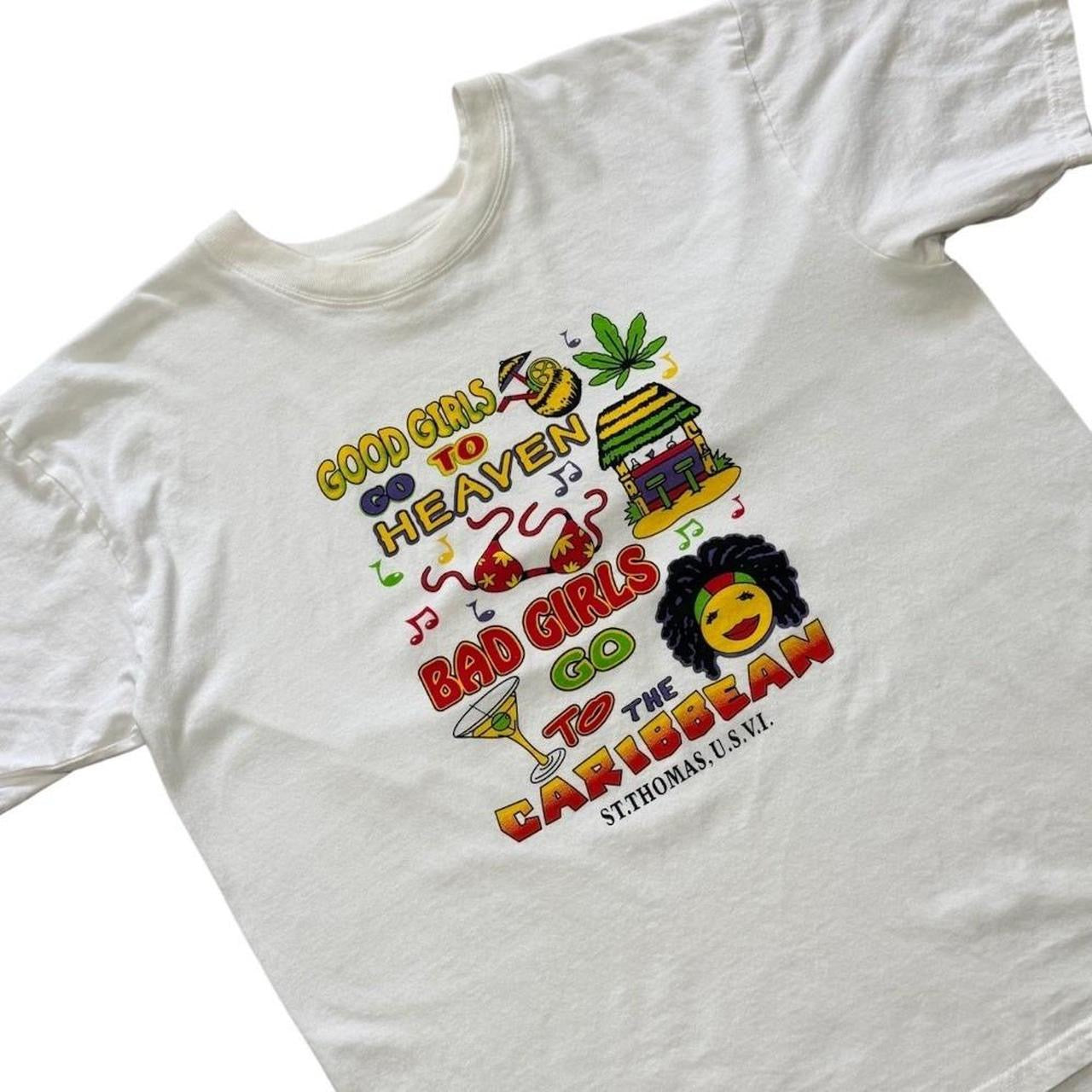 90s Y2K St Thomas Caribbean Bad Good Girls Heaven Hell Party Art T-shirt