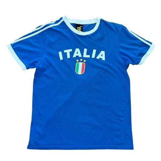 90s Y2K Italia World Soccer Team Ringer Graphic Sports Souvenir T-shirt