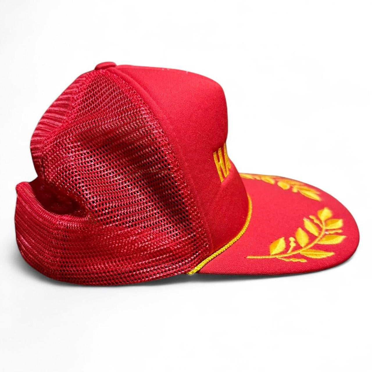 Vintage 90s Gold Leaf Embroidery Hawaii Tourist Souvenir Mesh Trucker Hat