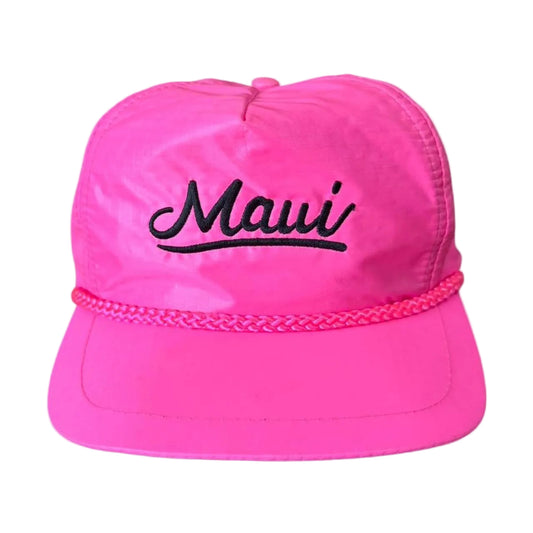 Vintage 90s Neon Hot Pink Maui Tourist Souvenir Beach Baseball Hat Cap