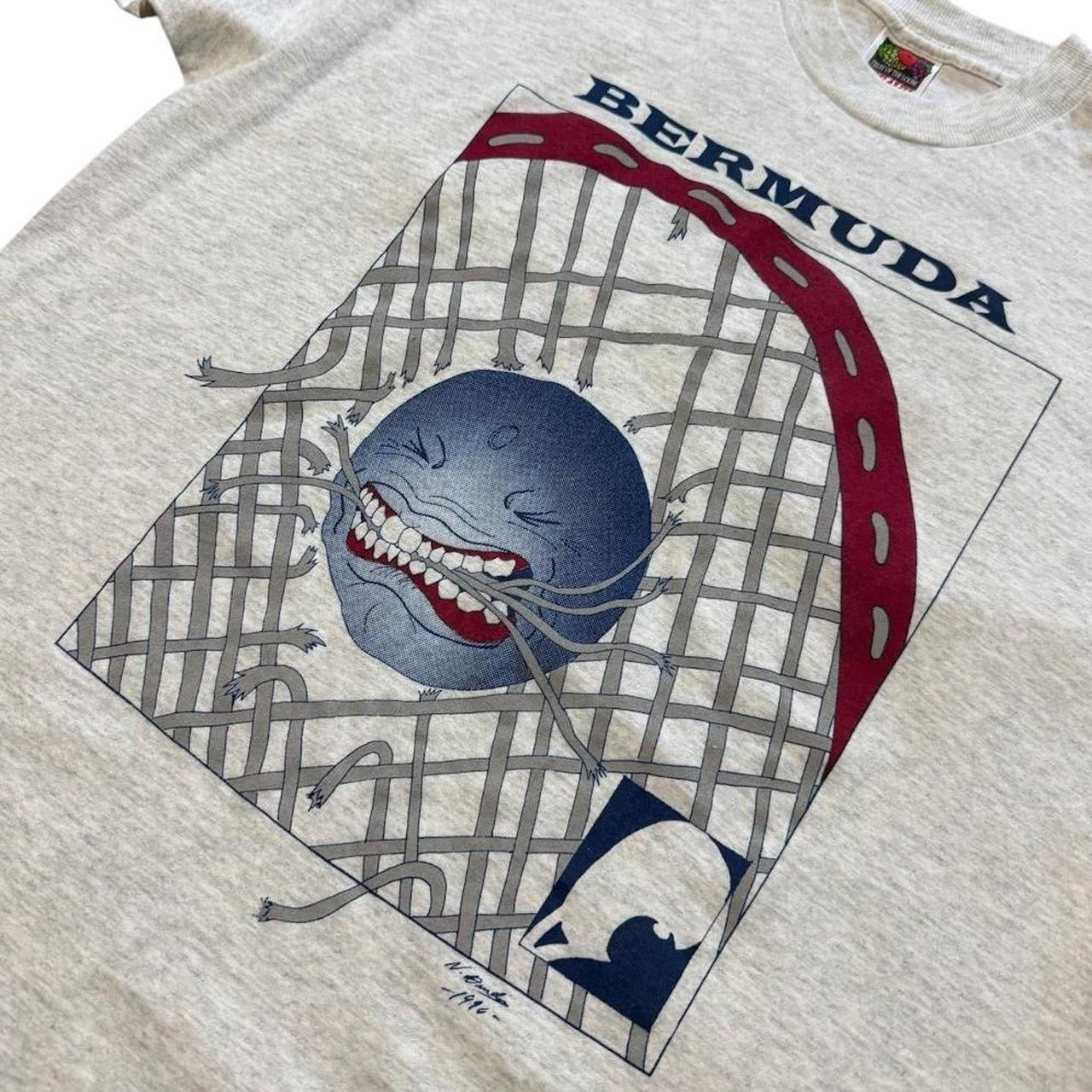 90s Bermuda Squash Racquet Ball Sports Cartoon Ball Head Graphic T-shirt