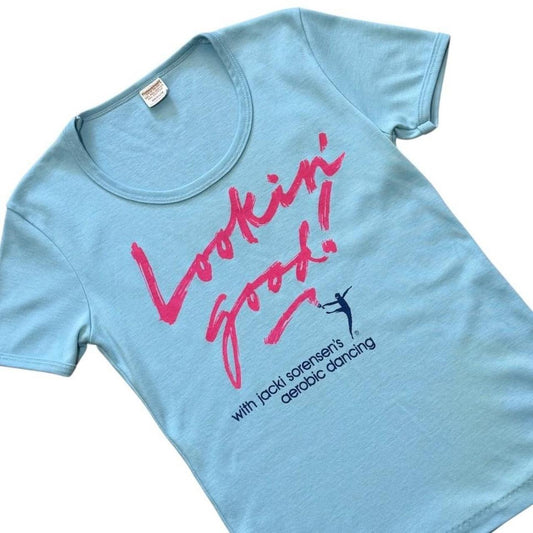 80s Jacki Sorensen Aerobic Dancing Instructor Fitness Scoop Neck T-Shirt