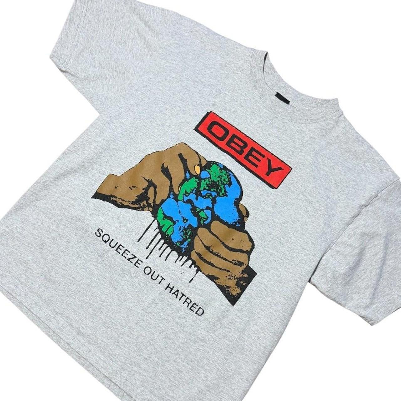 Obey Squeeze Out Hatred Earth Shepard Fairey Graphic Streetwear Skater T-Shirt