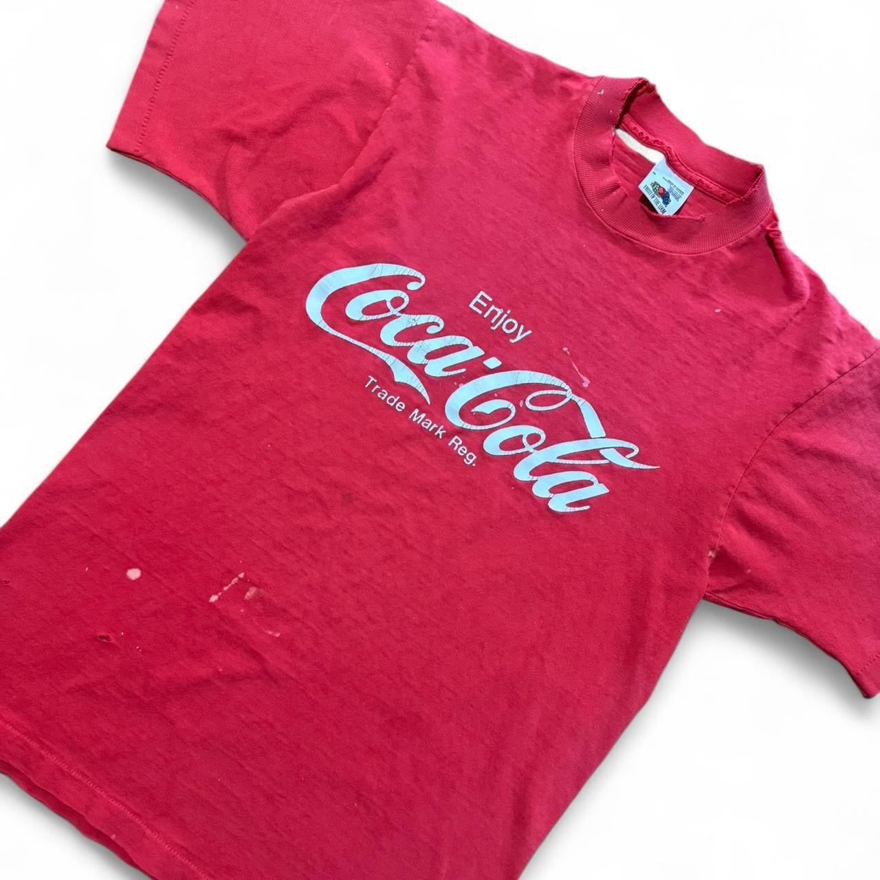 80s Distressed Coca-Cola Spellout Logo Tee