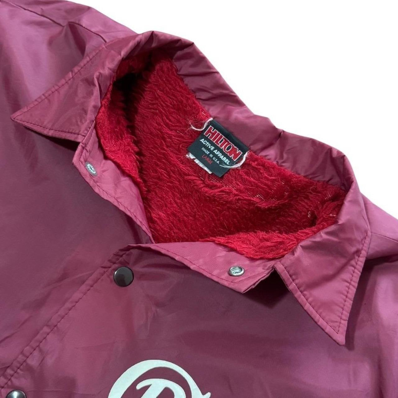 80s Hilton Coaches Maroon Faux Fur Lined Snap Button Coat Bomber Jacket