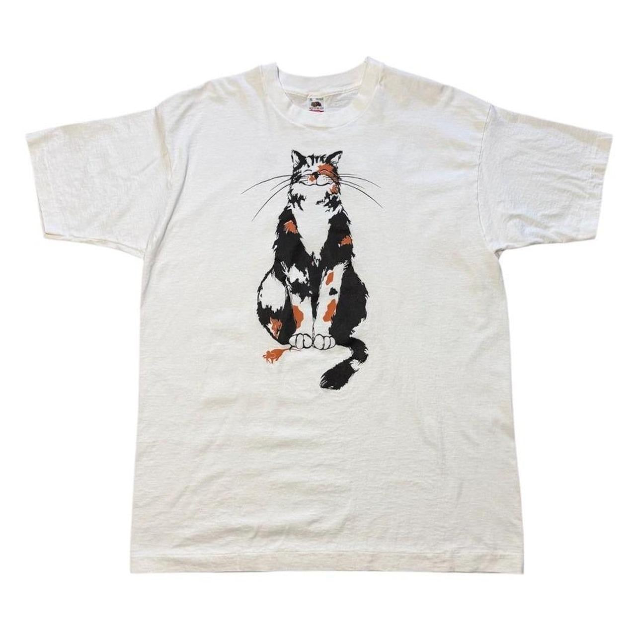 90s Calico Cat Oldland Art Cute Kitty Kitten Doublesided Graphic T-shirt