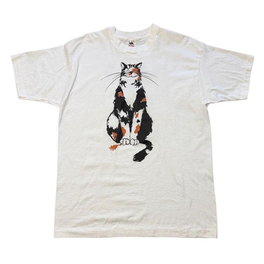 90s Calico Cat Oldland Art Cute Kitty Kitten Doublesided Graphic T-shirt