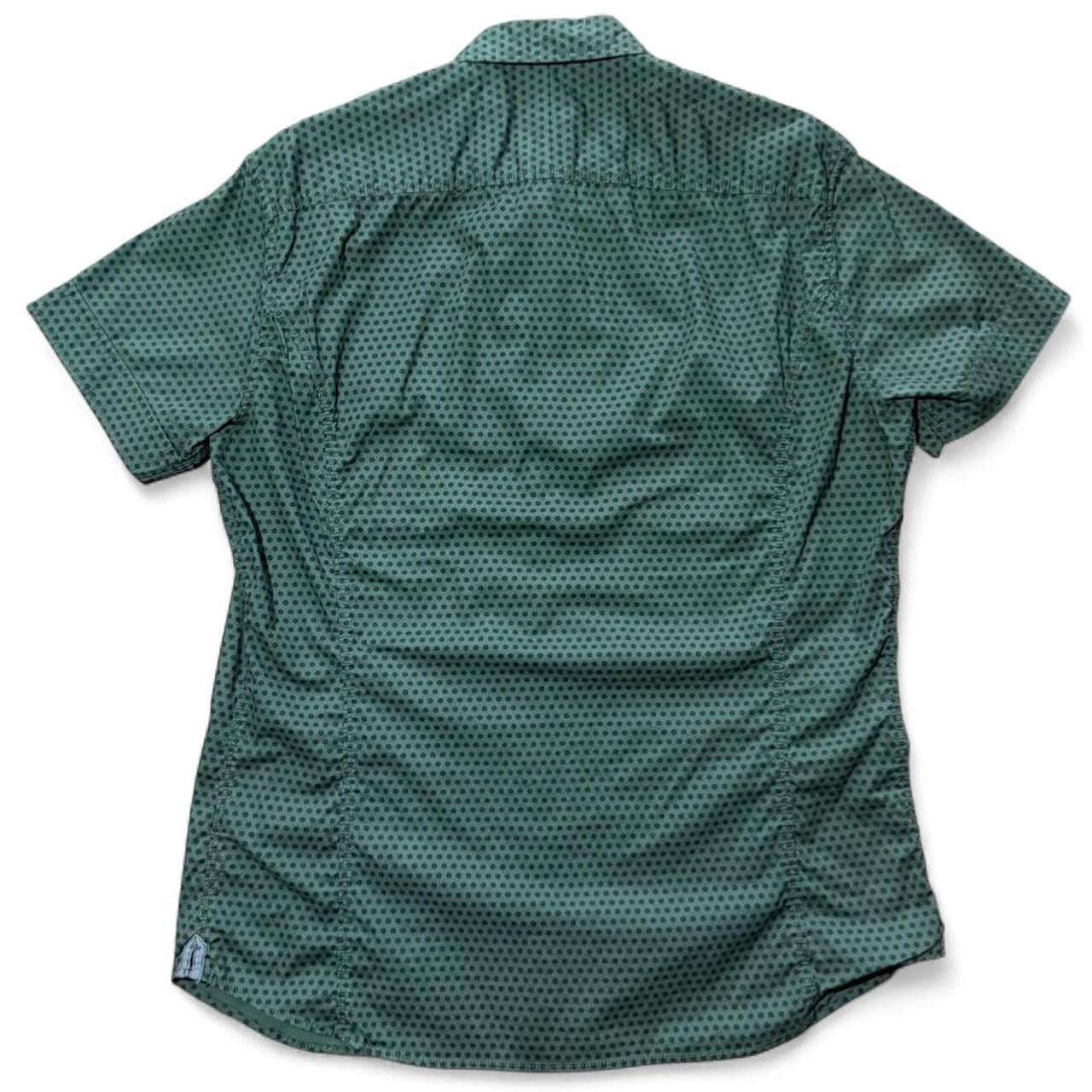 Green Geometric Polka Dot Pattern Button Up Regular Fit Diesel & Co Dress Shirt
