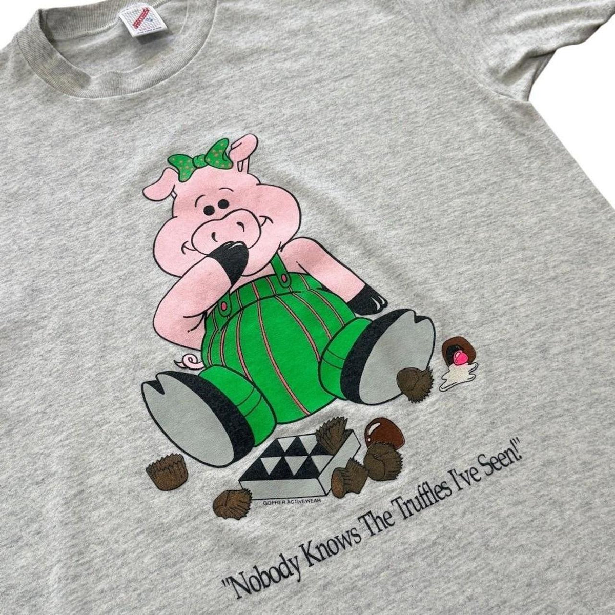 80s Piggy Truffles Cute Pig Chocolate Cottage Animal Art Graphic T-shirt