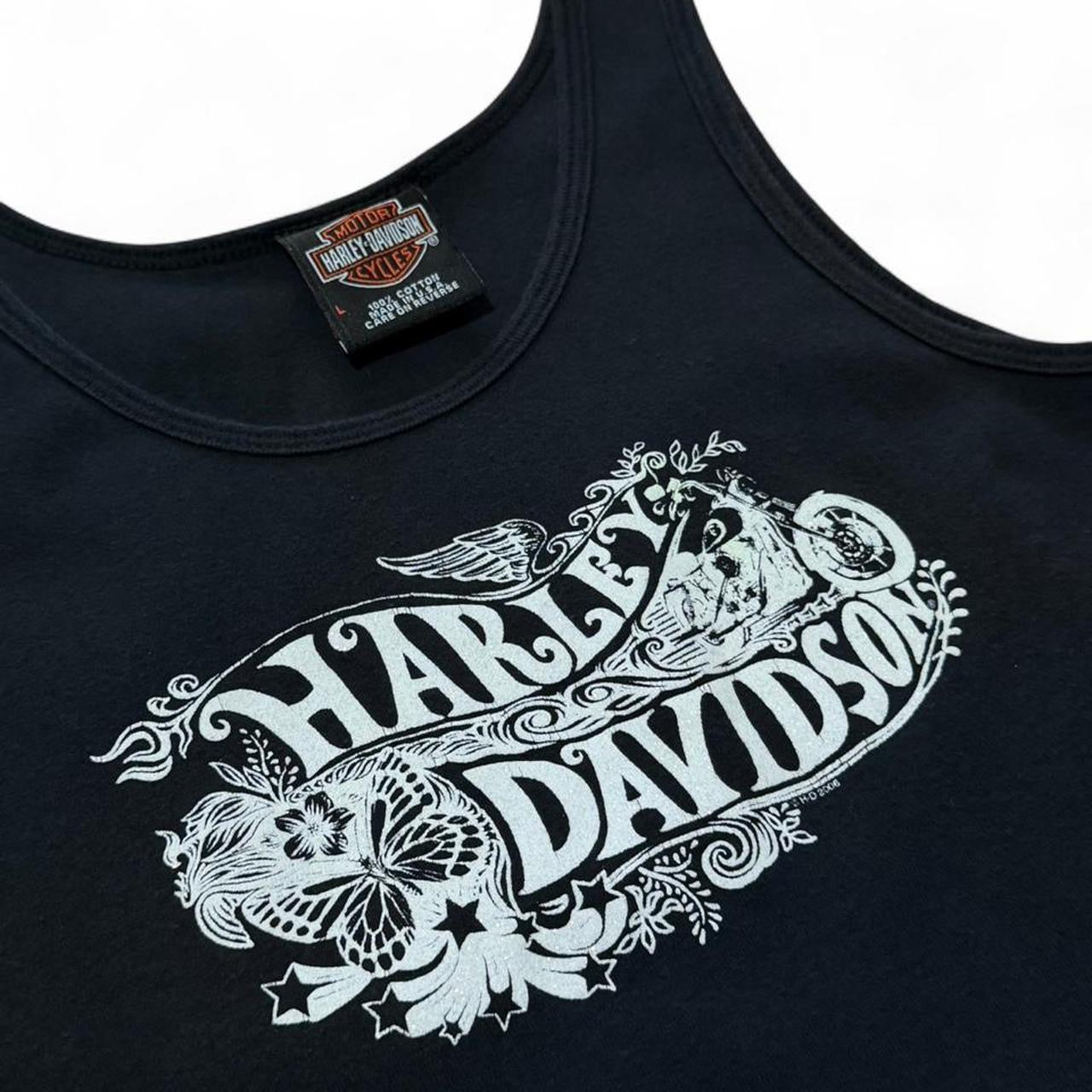 Y2K Harley Davidson Motorcycle Butterfly Sparkle Biker Tank Top