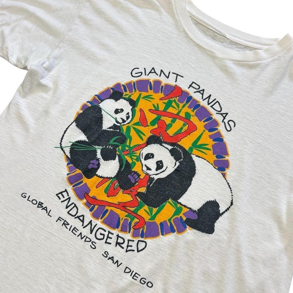 90s San Diego Zoo Giant Pandas Endangered Animal Kanji Cute Art T-shirt