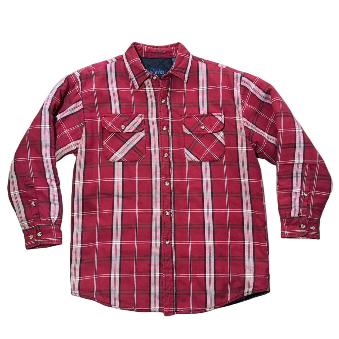 Y2K Quilted Inline Red Flannel Workwear Outdoors Button Up Jacket