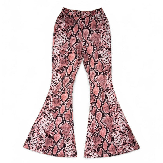 Oh Polly Pink Snakeskin Bell Bottom Flare Pants