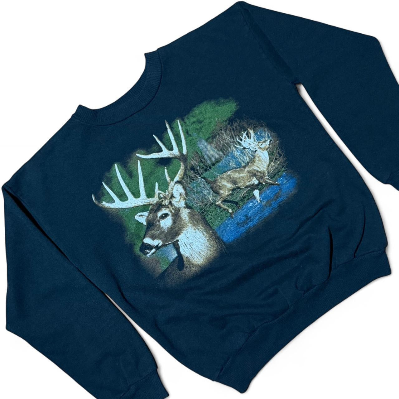 90s Deer Nature Graphic Youth Pullover Crewneck Sweater