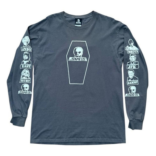90s Skull Skates Famous Dead People Portraits Coffin Long Sleeve Shirt
