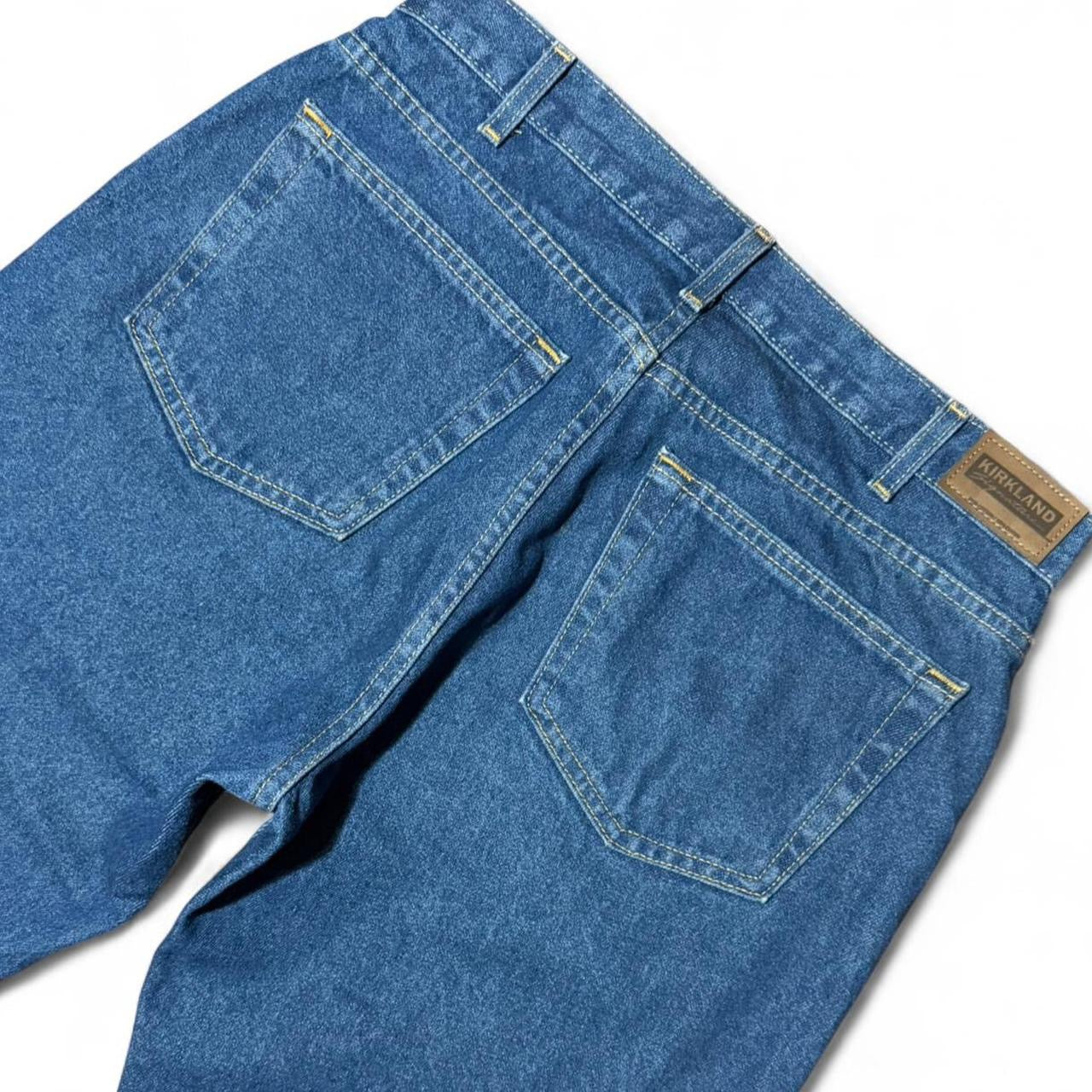 Vintage 90s Kirkland Blue Wash Utility Uniform Straight Leg Denim Work Jeans