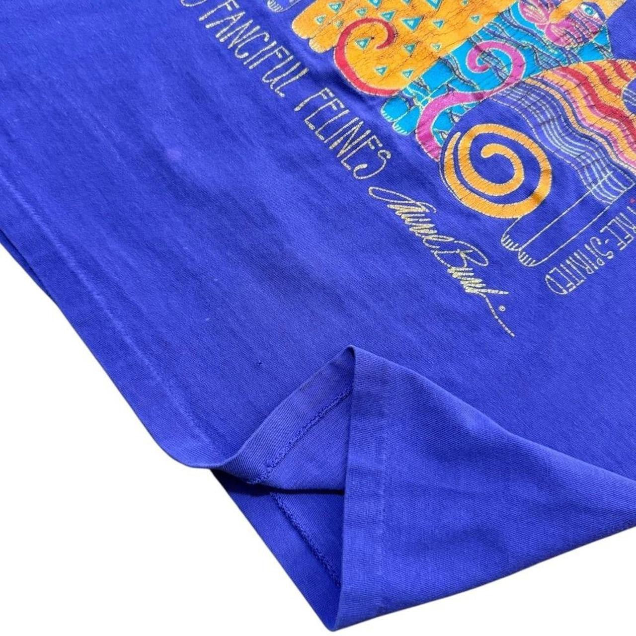 90s Cat Felines Kitty Glitter Laurel Burch Abstract Graphic Art T-shirt
