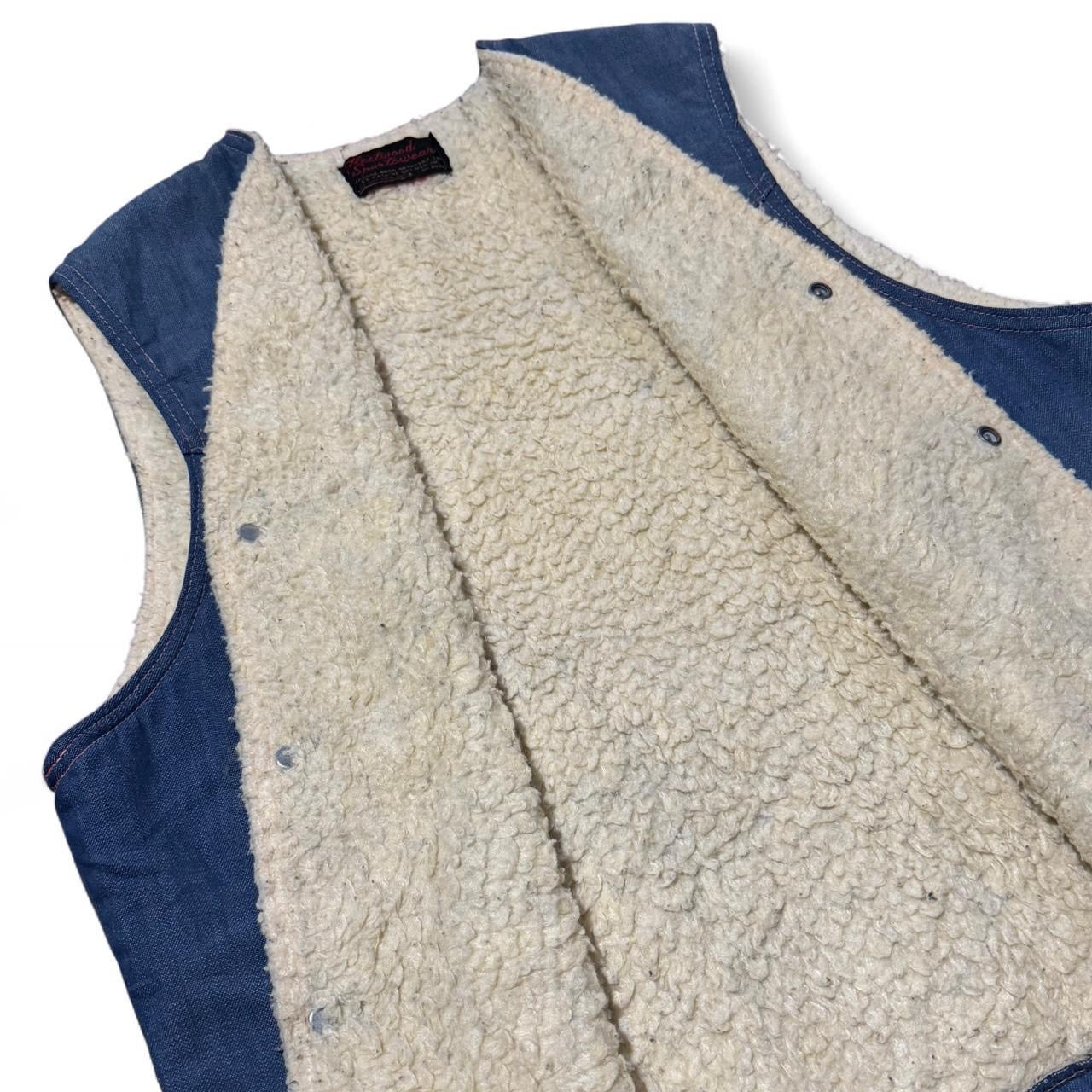 Vintage 1970s Sherpa Lined Patchwork Denim Button -Up Vest