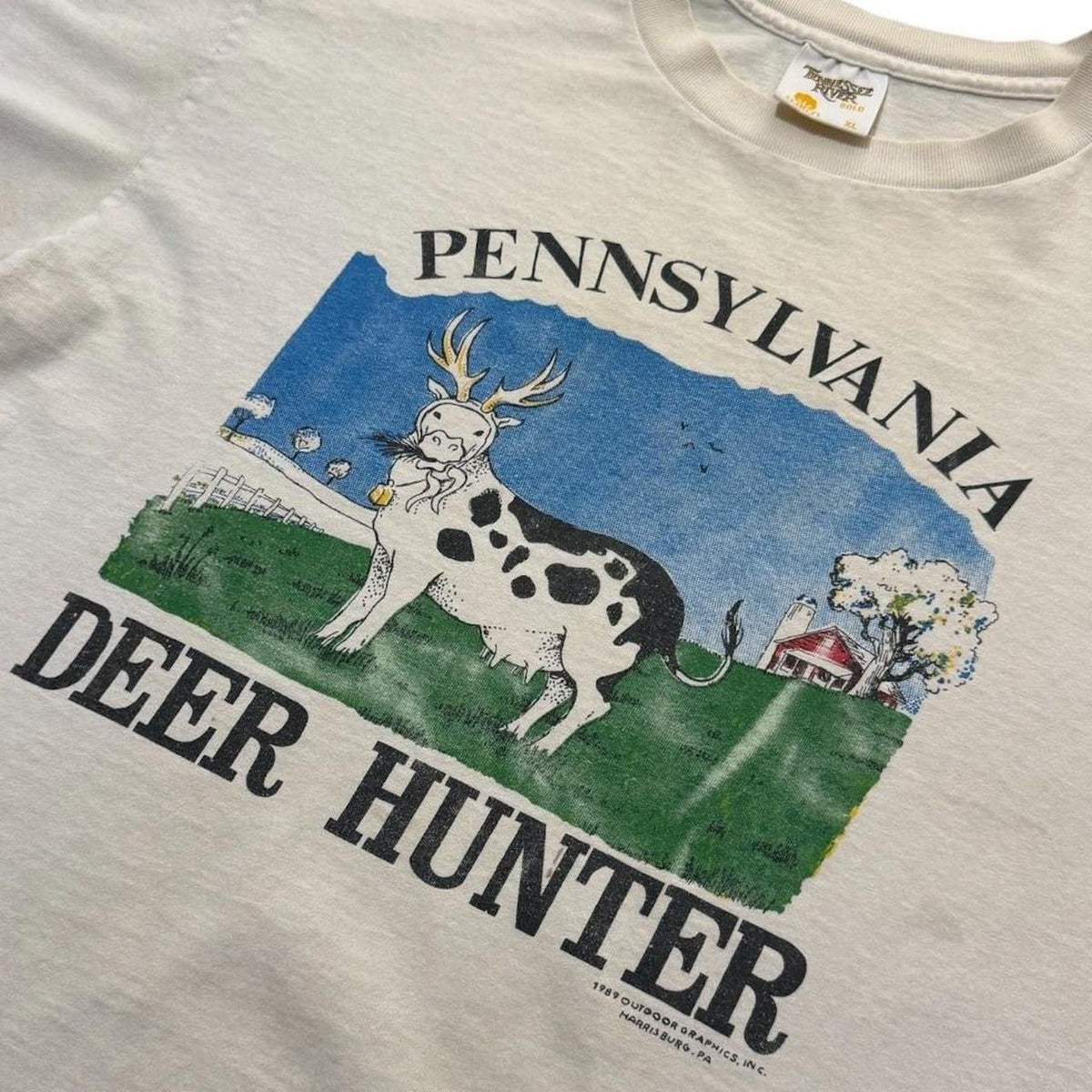 80s Pennsylvania Deer Hunter Cow Funny Joke Novelty Farm Graphic T-shirt