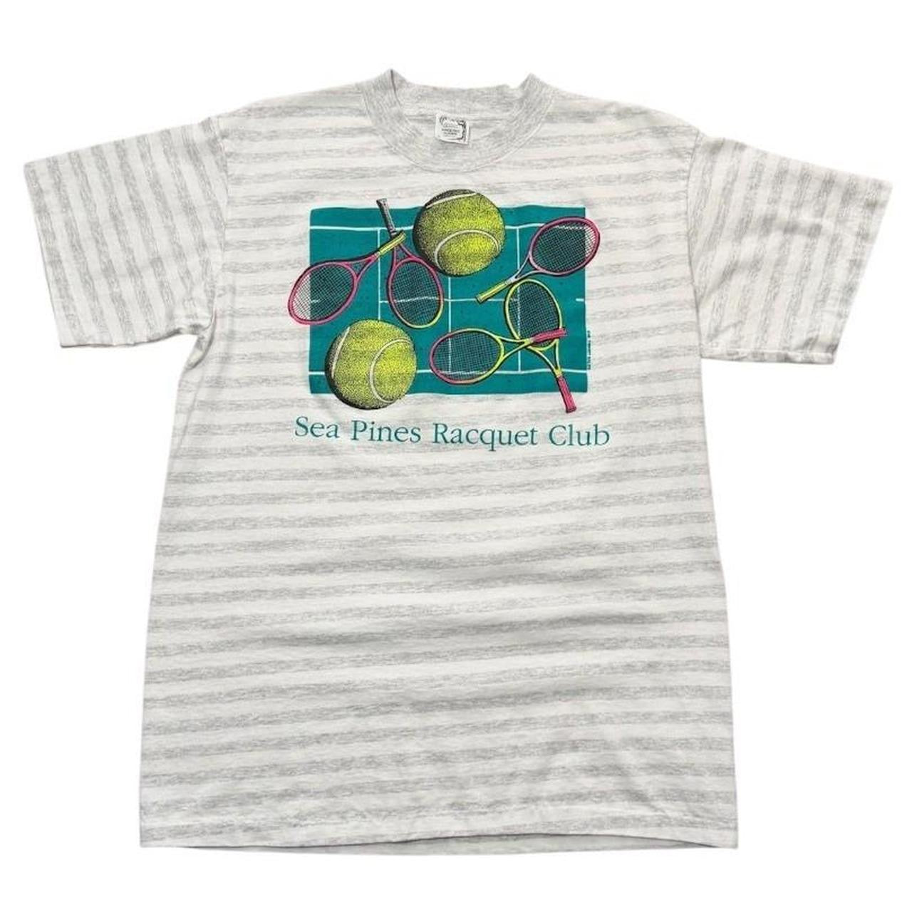 90s Sea Pines Racquet Ball Club Tennis Sports Striped Graphic T-shirt