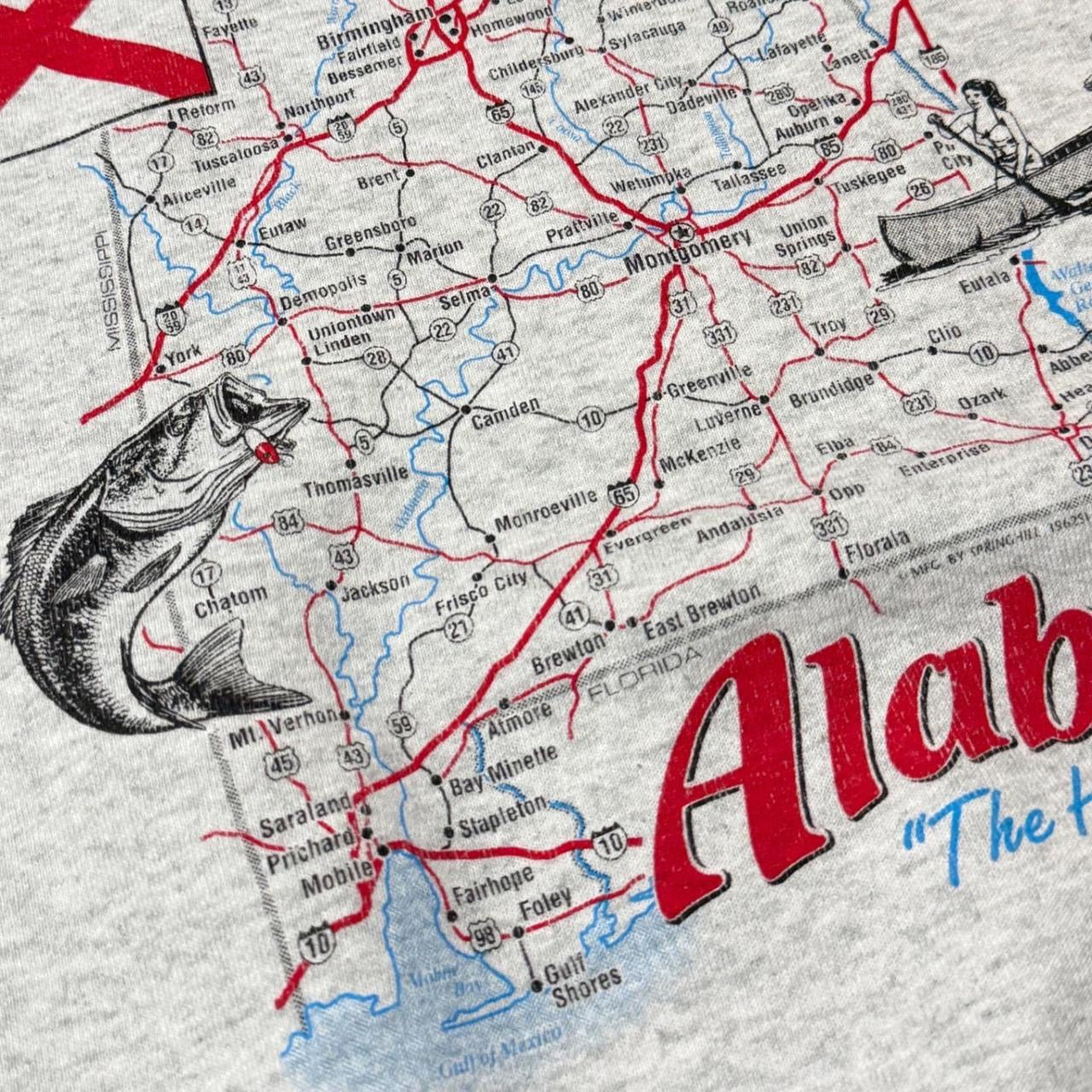 90s Alabama State Heart of Dixie Map Nature Graphic Crewneck Sweater