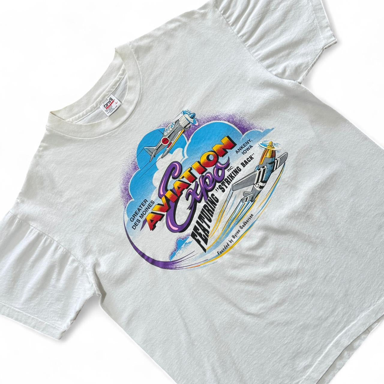 90s Aviation Expo Des Moines Iowa Airplane Pilot Souvenir Tee