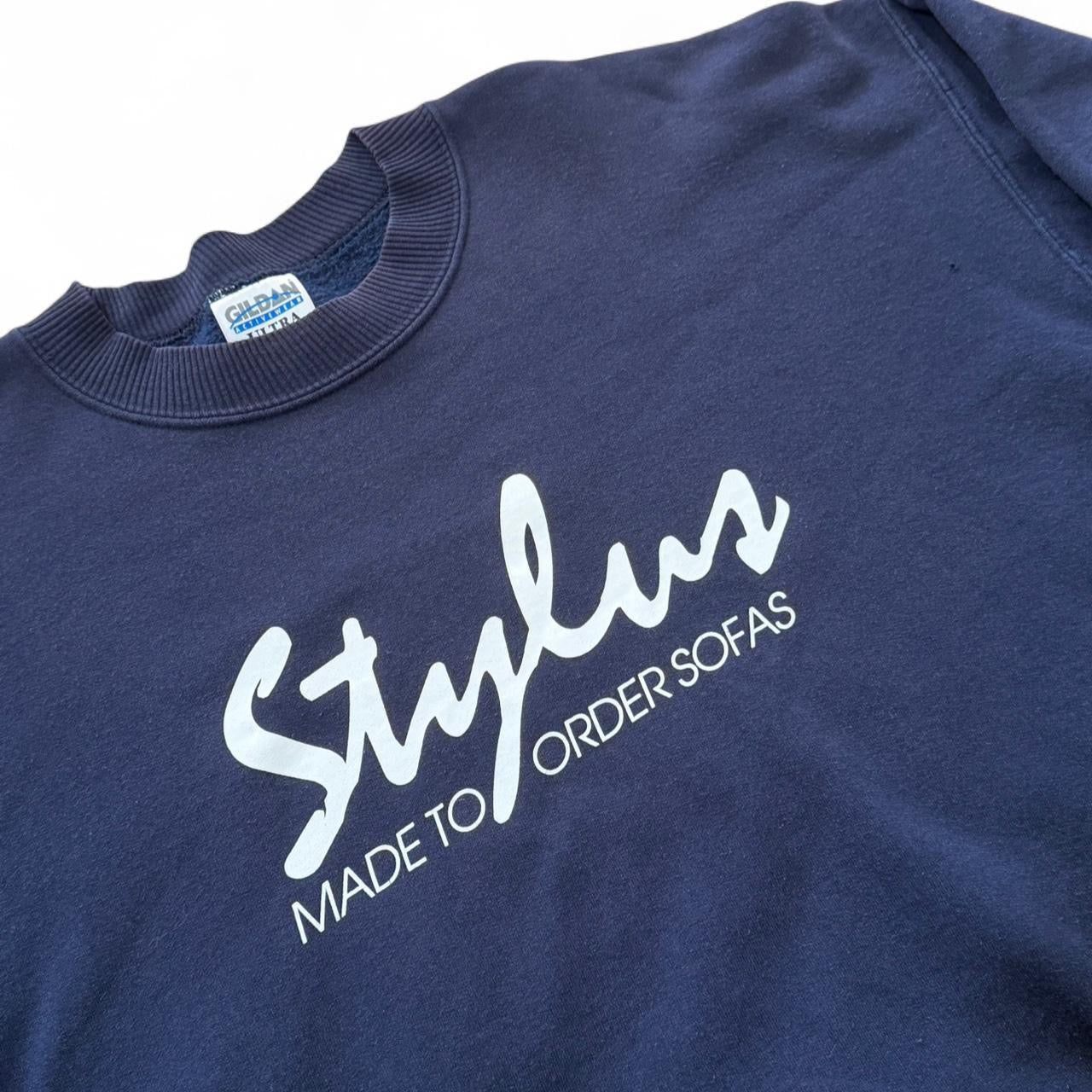 90s Stylus Sofas Furniture Store Merchandise Graphic Pullover Sweater