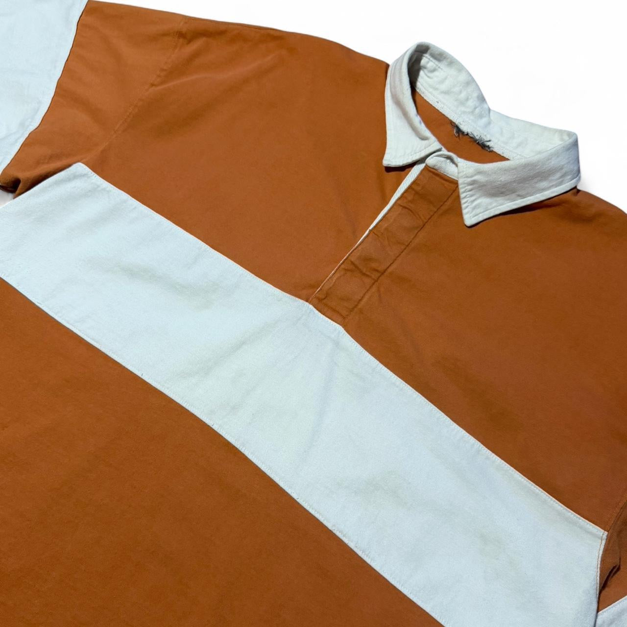 Vintage 90s Rugby Polo Orange/White Plain Heavyweight Shirt