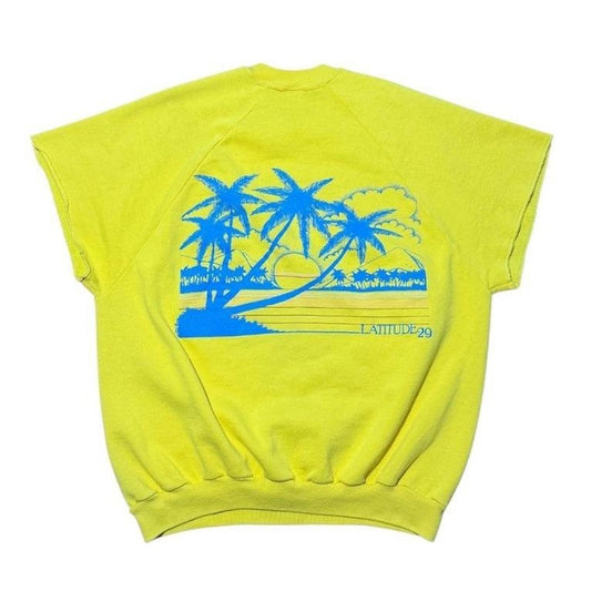 80s Panama City Beach Latitude 29 Ocean Surf Art Short Sleeve Crewneck