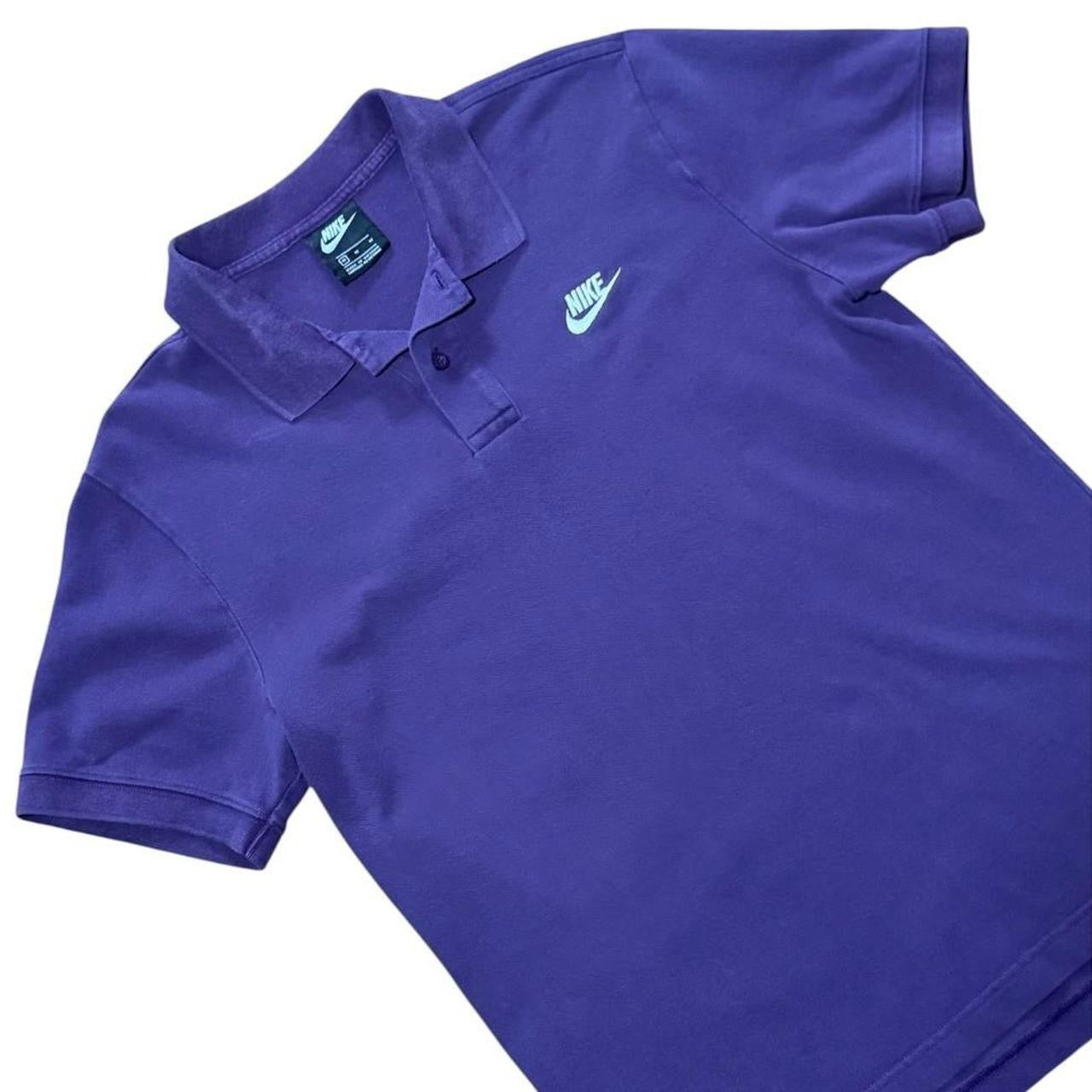 Y2K 90s Nike Check Swoosh Purple Pique Futura Logo Polo Shirt