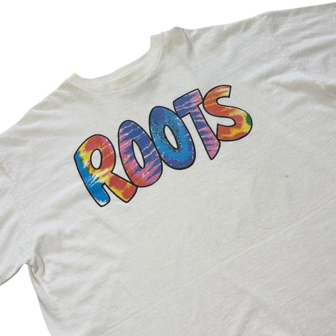 90s Roots Sporting Goods Tie Dye Hippie Spellout Logo Graphic T-shirt