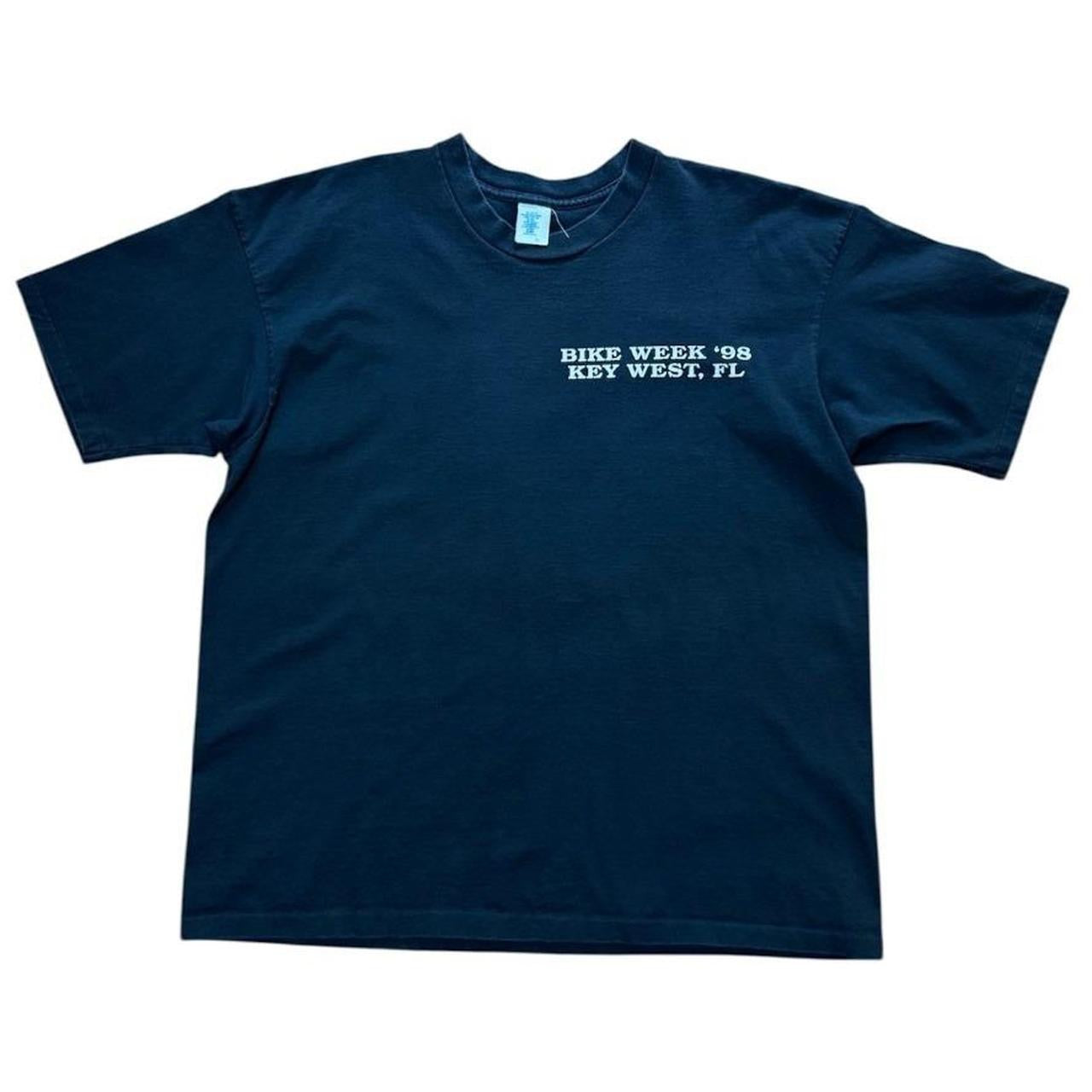90s Key West Bike Week Eagle Chopper Motorcycle Glitter Graphic T-shirt