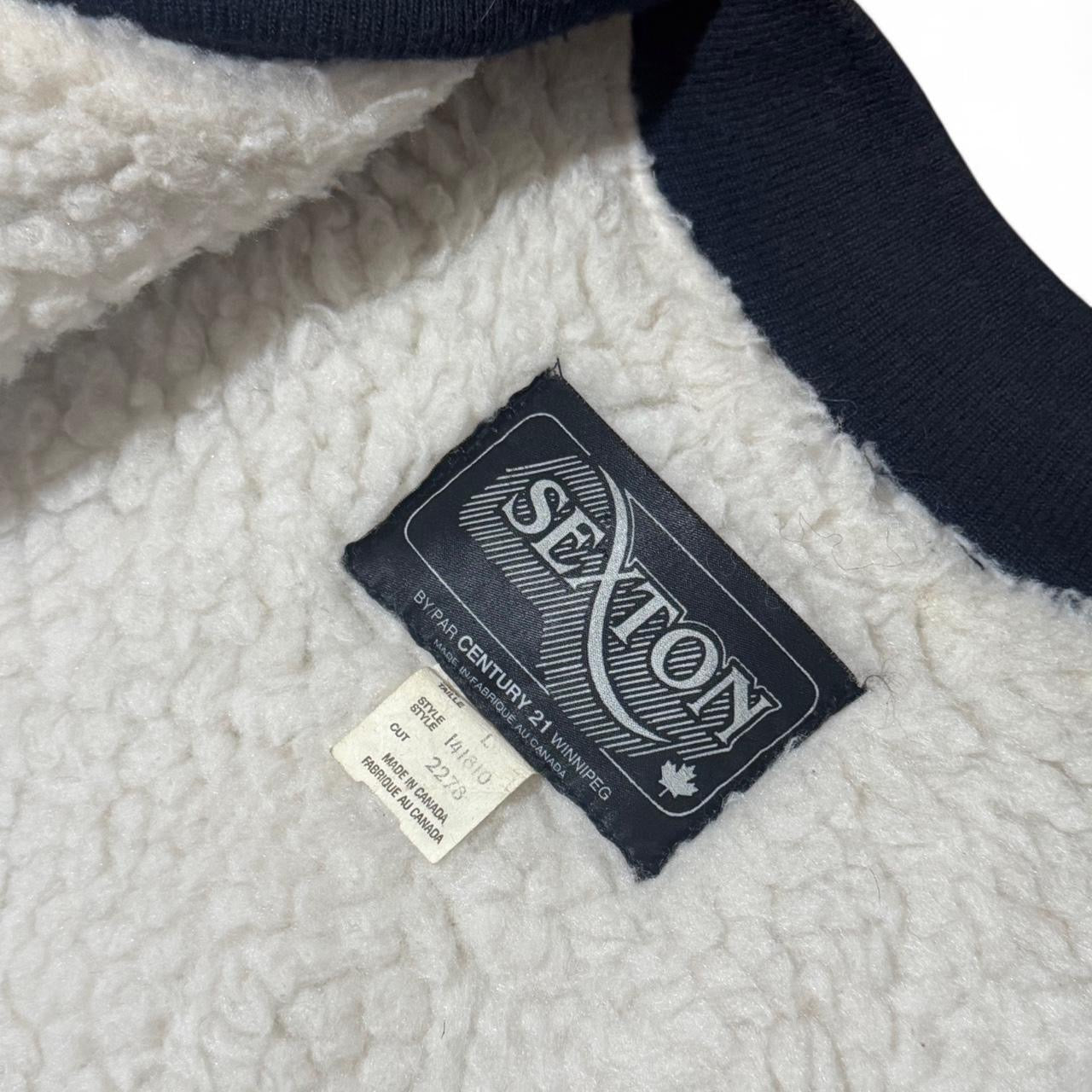 70s Navy Blue Sherpa Lined Sexton Quilted Vest