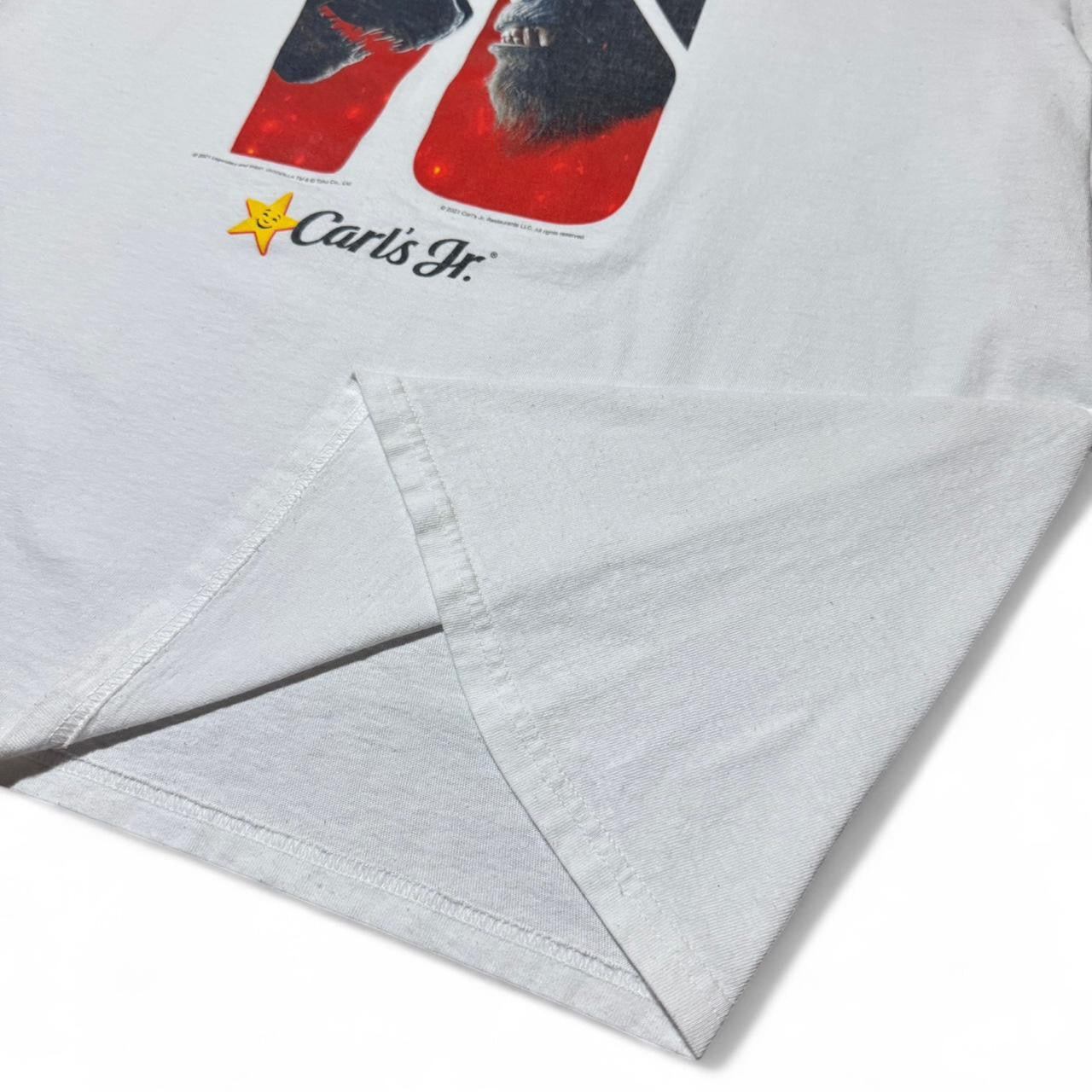 2021 Carls Jrs Fast Food White Godzilla vs. King Kong Movie Promo Tee