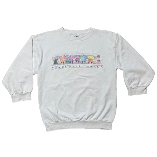 90s Rainy Umbrella Vancouver Canada Souvenir Crewneck