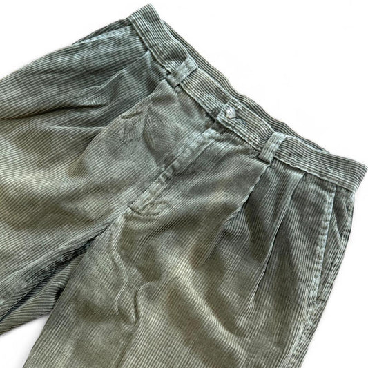 Haggar Olive Green Faded Corduroy Pleated  Trouser