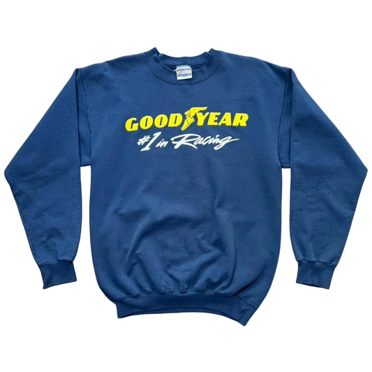 90s Goodyear Tires Racing Auto Car Mechanic Navy Crewneck Hanes Sweater