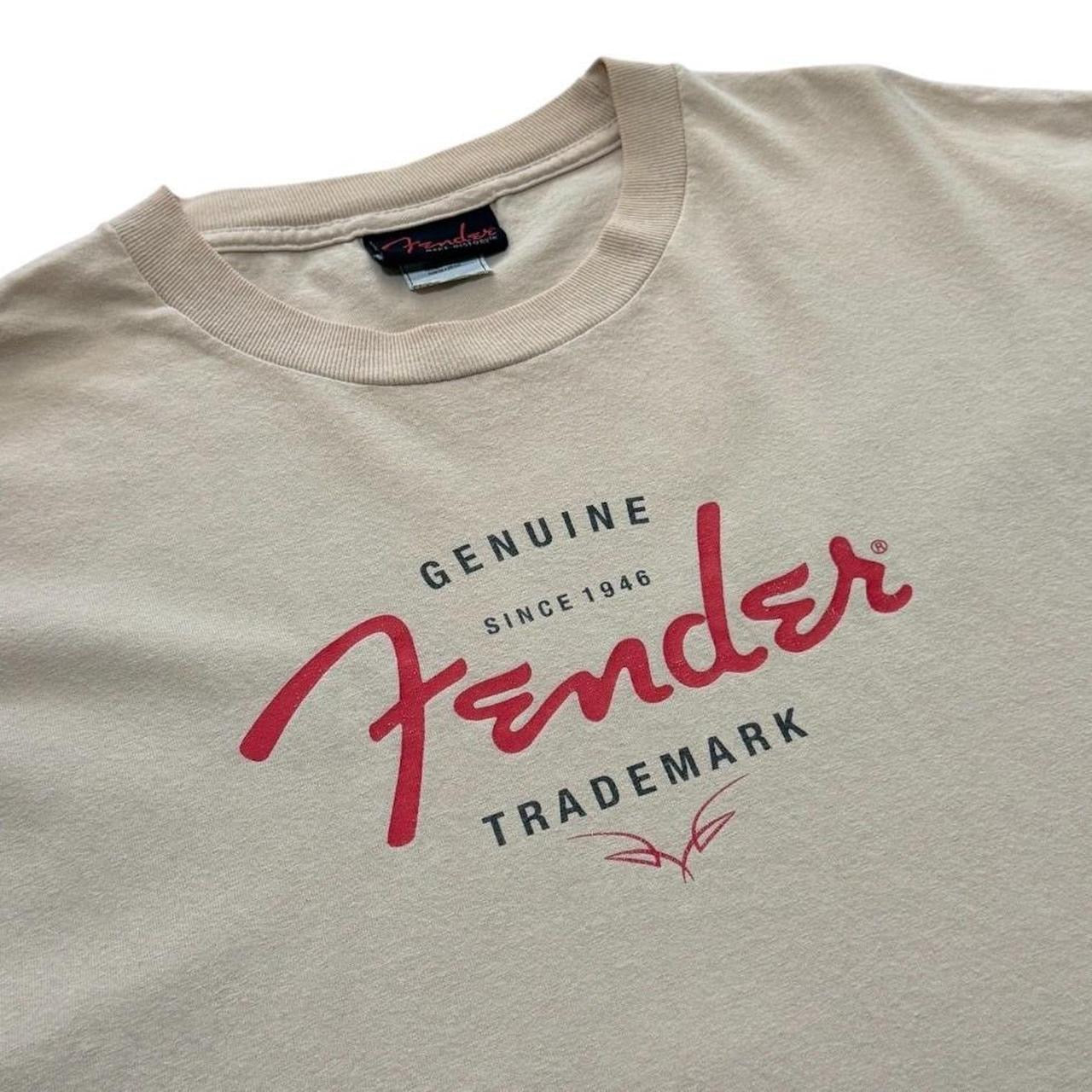 90s Y2K Fender Genuine Trademark Guitars Musician Graphic Logo T-shirt