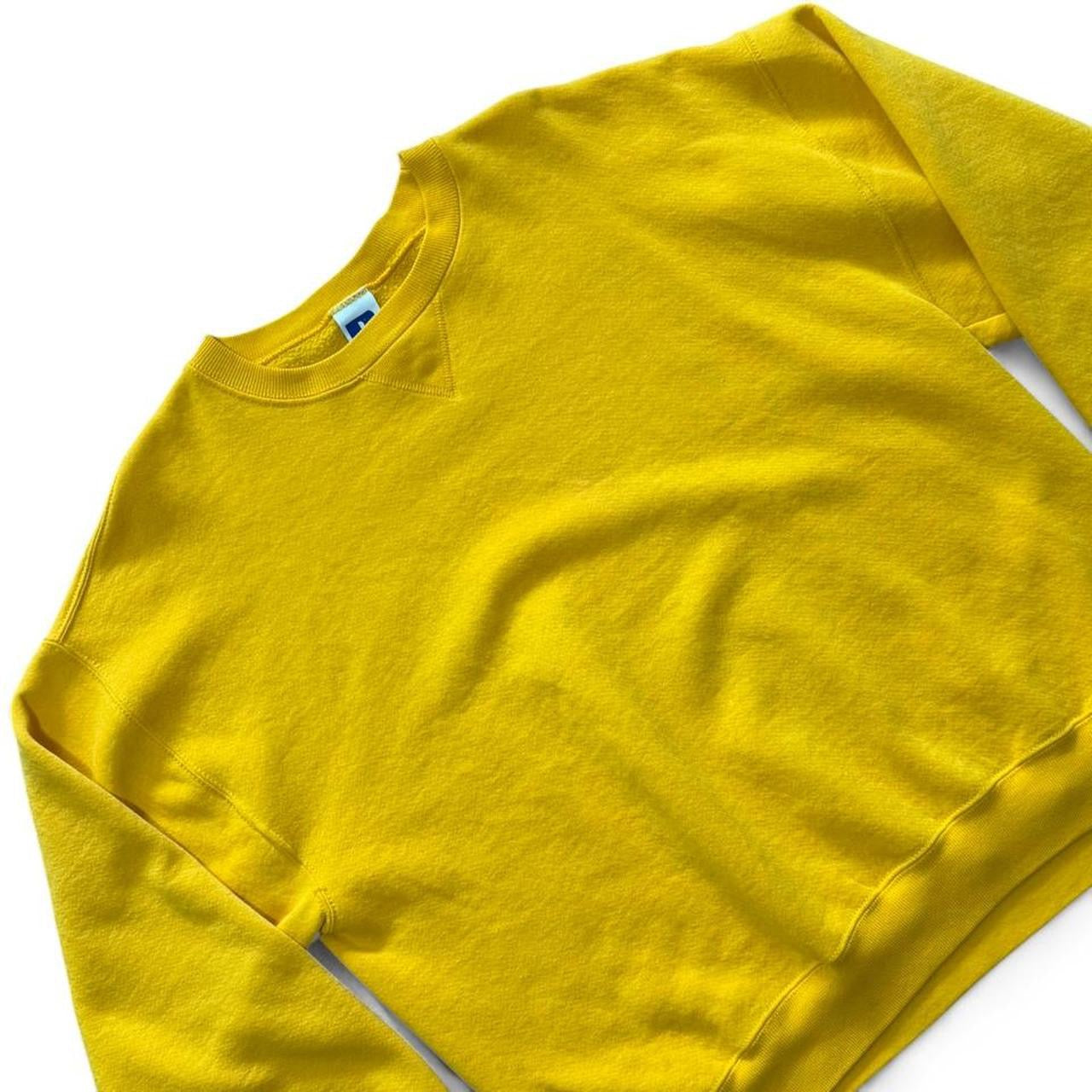 Vintage 90s Mustard Yellow Russell Athletic Pullover Crewneck Sweater