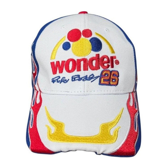 Y2K Wonder Bread Ricky Bobby 26 NASCAR Racing Flames Velcroback Hat Cap