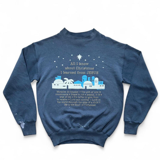 1995 Religious Jesus Christmas Navy Pullover Crewneck