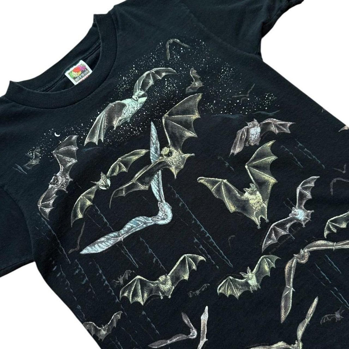 90s Bats Halloween Glow in Dark Spooky Nature AOP Art Graphic T-shirt